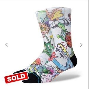 NWT Stance Alice In Wonderland Golden Afternoon Crew Socks, Medium Cushion